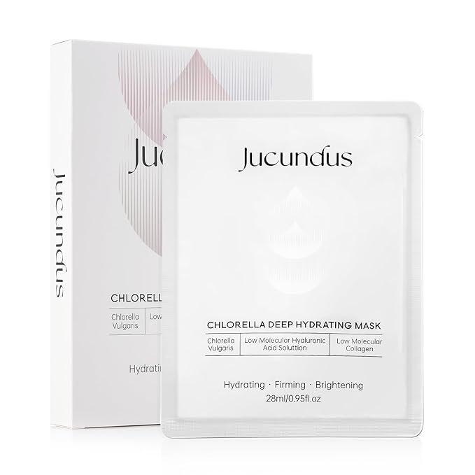 Chlorella Deep Hydrating Mask,with Bio-Collagen,Hyaluronic Acid and Chlorella | Sheet Facial Mask Skincare | Improves Hydrating,Firming,Glowing | Skin moisturizer masks,5ea