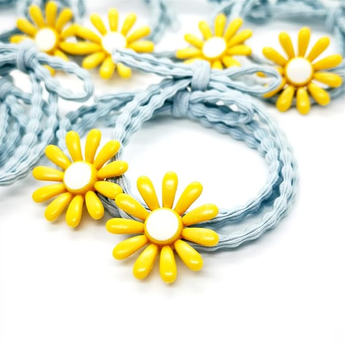 5pairs/Lot Sweet Hair Band Girl Hair Ties Hair Accessoires Small Sun Flower Design Rubber Band Perfect for Hair Style (Blue Tie)