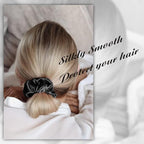 OLESILK 3 Count, 100% Mulberry Silk Scrunchies for Women, Silk Hair Ties for Curly Hair, Pink, Black, Navy, 19MM, 6A Grade, Hair Accessories