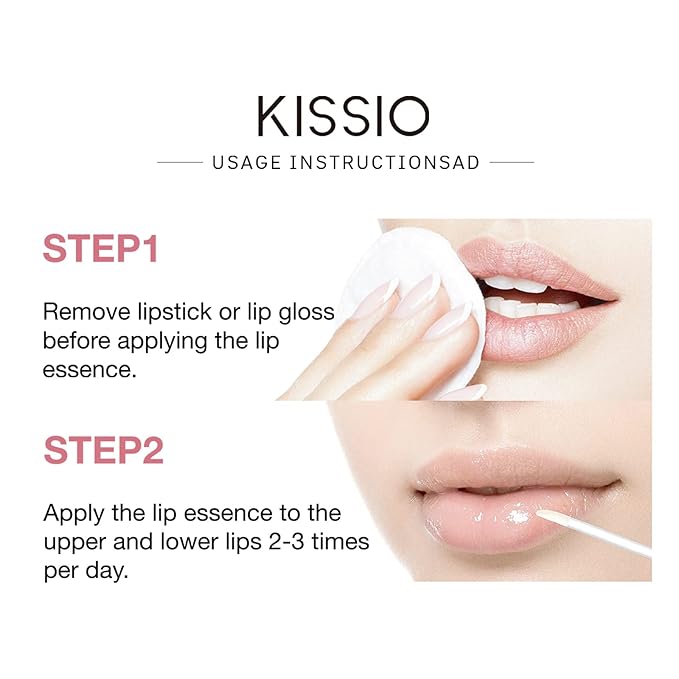 KISSIO Lip Plumper,Natural Lip Plumper for Day Use,Plumping Gloss Make Lips Fuller and Moisturizing 5.5ml,Lips Mask,Hydrating & Reduce Fine Lines,Beautiful Fuller