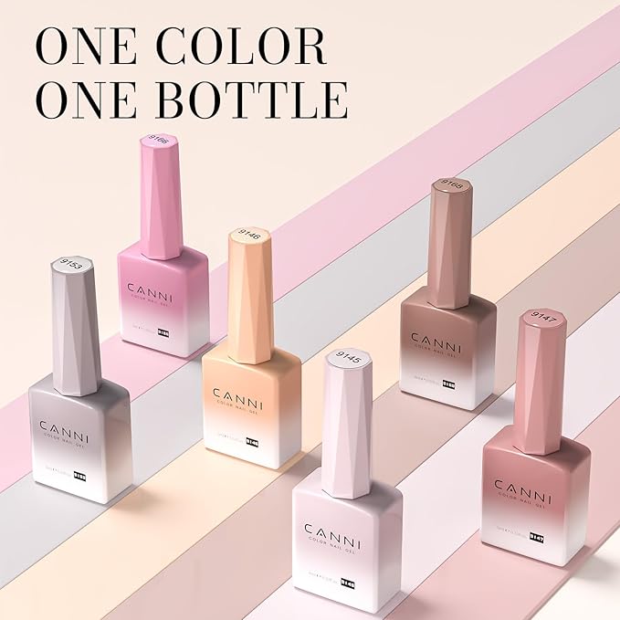 CANNI 6 Colors 9 Ml Jelly Nude Pink Gel Nail Polish Set- Neutral Transparent Pink Colors Sheer Gel Polish Kit, Soak Off LED Nail Gel Manicure Kit DIY at Home Salon Gifts