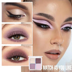 4 Colors Light Violet Pink Purple Brown Eye Shadow Powder Palette Makeup, Neutral Matte Shimmer Quads Eyeshadow Palette for Women Highly Pigmented Waterproof, paleta de sombras de ojos,Vegan 02