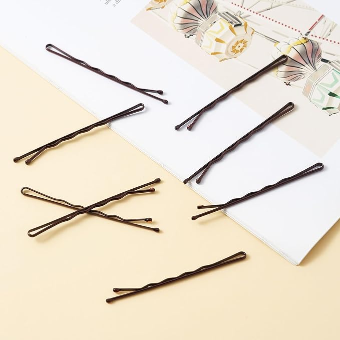 200 Pcs 2.2 Inch Wave-Shaped Bobby Pins Brown Metal Hair Pins Hair Accessories for Women Stylists Hair Sticks Girl
