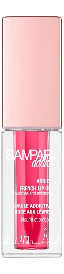 Sampar Addict French Lip Oil - Camellia Lip Oil for Deep Hydration, Glossy Finish & Nourishing Care - Non-Sticky Lip Treatment for Soft, Smooth Lips - All Skin Types - Cruelty-Free, 1 oz