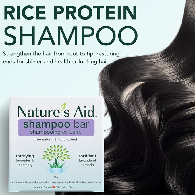 Natures Aid Rice Protein Shampoo Bar, 2.5 oz, 2 Pack (Lavender Rosemary)