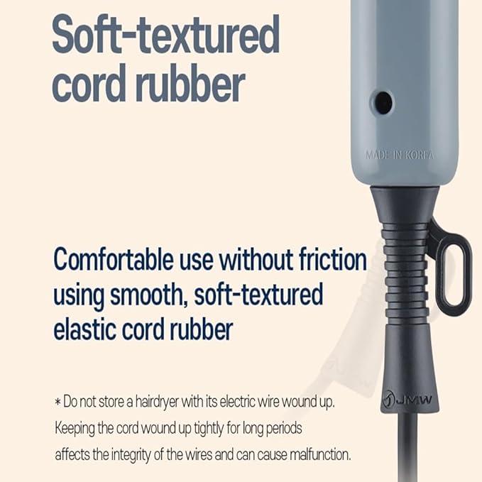 JMW Korean Professional Salon Hair Dryer AIR B with Diffuser & Dryer Stand 1600W - Light Weight, Powerful BLDC Motor, 100% Cool Wind Without Heat, Compact, Low Noise Blow Dryer for Home & Travel