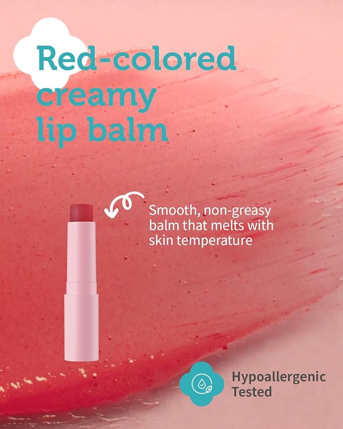 GOONGBE Kids' Color Lip Balm - Korean Kids Red Tint Lip Balm for Chapped and Cracked Lips with Natural Pigments - Hydrating Lips with Plant Oils and Shea Butter - Allergen Free Scent, 0.1 oz.