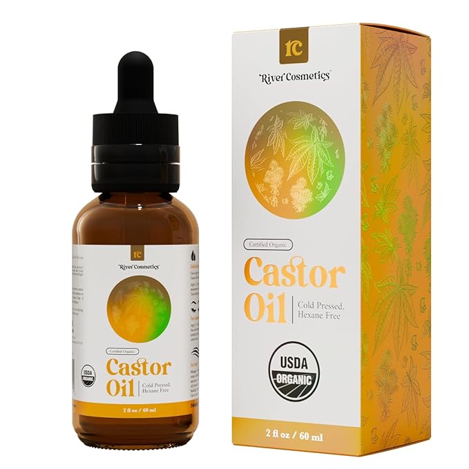 Organic Castor Oil, Cold Pressed in Glass Bottle for Naturally Nourishing Hair Care and Skincare, USDA Certified Organic 100% Pure Castor Oil, Hexane Free, 2 Fl Oz.