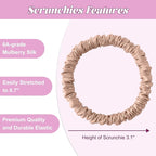 8Pcs 100% Mulberry Silk Scrunchies Hair Care, Skinny Hair Ties Elastic, 22 Momme Mulberry Silk Hair Ties Scrunchies Set Women Curly Thin Hair