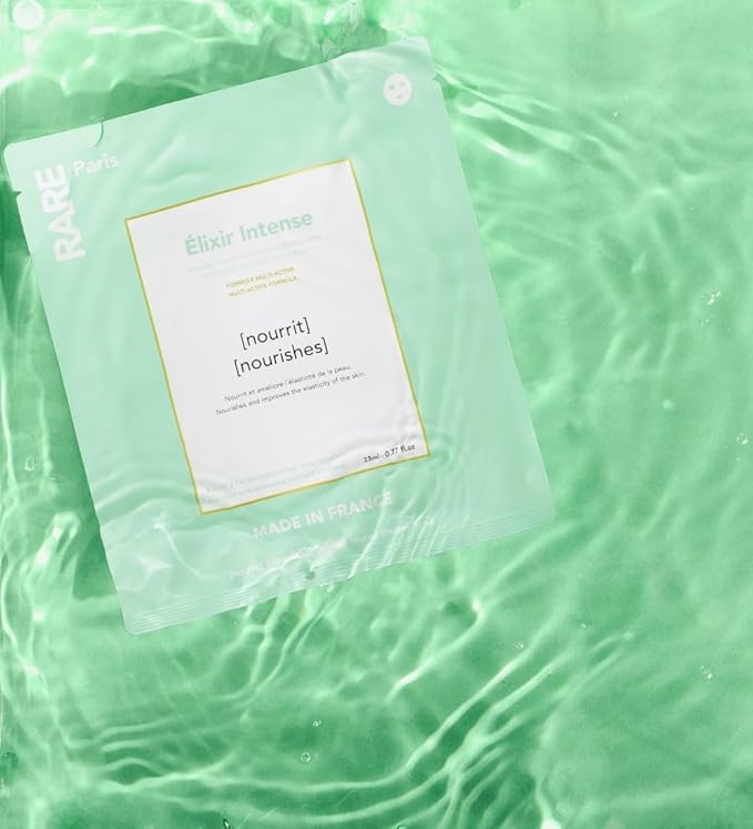 RARE Paris - Élixir Intense - Nourishing Facial Sheet Mask - Hydrating & Brightening - With Hyaluronic Acid & Squalene - Multi-Active Serum Formula - Nourishing, Firming & Revitalizing - 1 Pack