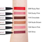 2Pcs Longwear Liquid Lip Liner Stain Marker Pen Set Long Lasting Waterproof, Mocha Nude Brown Matte Semi Permanent 24 Hour Lip Liner and Lipstick Combo, Color Stay Lipliner All Day Lips Stain peel off