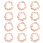 12Pcs Satin Hair Ties, Blush Silk Hair Scrunchies Skinny Hair Ties Ponytail Holder Pink Accessories Gift for Women Girls