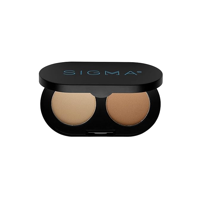 Sigma Beauty Color + Shape Brow Powder Duo - Eye Brow Palette for Natural, Defined Brows - Dark and Light Brow Powder to Tint and Highlight - Vegan, Paraban Free, Sulfate Free Brow Make Up - light