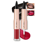Lip Liner Gloss Lip Combo Set, 2 in 1 Lip Duo Black Lip Liner Lipstick Glossy Nourishing Oxblood Gloss Lip Kit, Smooth Quick Fuller Plumping Moisturizing Lip Makeup for Women02#Black Cherry