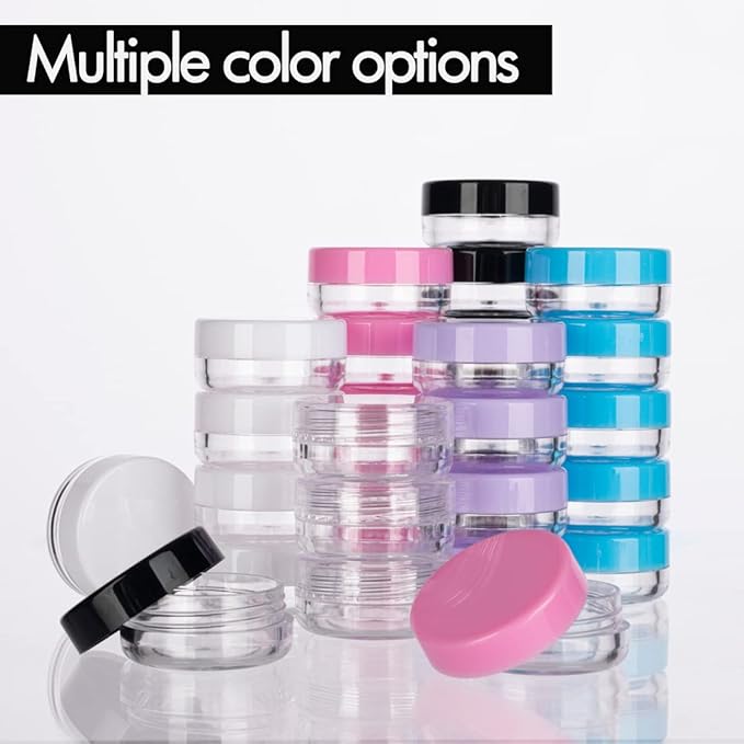 3 Gram Sample Containers With Lids, 50 Count Clear Jars, Empty Lip Balm, Mini Cosmetic With Labels, Makeup Travel, Mini Disposable Spatulas