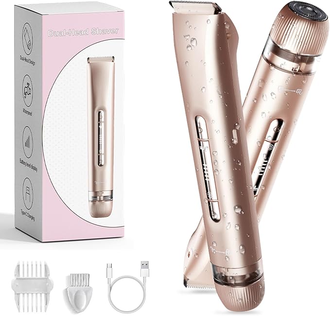 2 in 1 Dual Head Bikini Shaver，Pink Rose