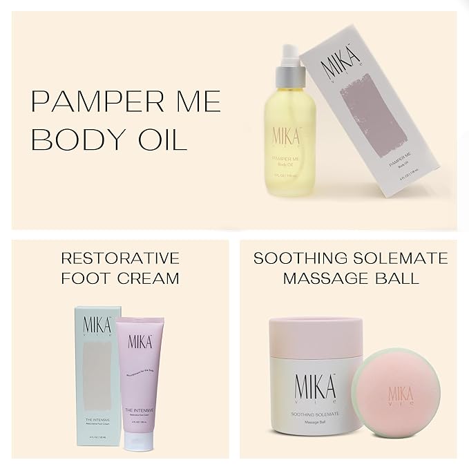 Age Playfully Bundle 3-Piece Luxury Gift Bundle for Women | Organic Body Oil+Foot Lotion for Dry Cracked Feet+Massage Ball for Feet and Muscle | Gift Idea for Women Over 40, Girlfriends | Clean Beauty