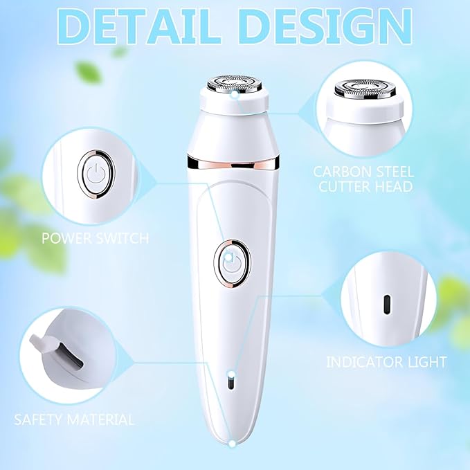 3.0 Facial Hair Removal for Women, Hair Removal for Face,7-in-1 Painless Body Shaver,Rechargeable Hair Removal kit for Facial, Legs,Underarm