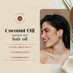 Oliology Coconut Hair Oil - Lightweight Formula Helps Repair Distressed Hair Caused by Heat Styling & Chemical Treatments | Mends Split Ends | Controls Frizz | Made in USA & Paraben Free (4oz/2 Pack)