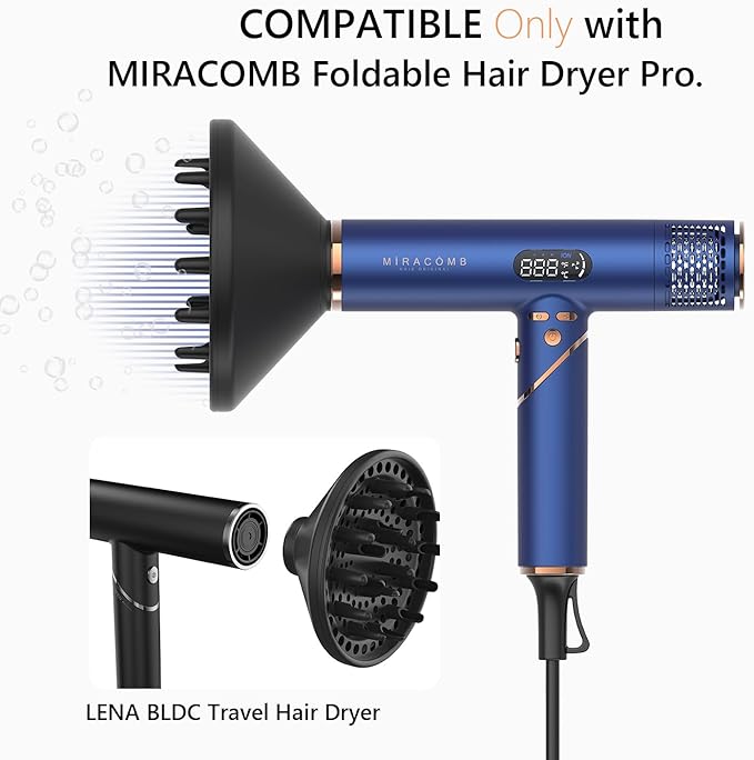 Volumizing Hair Diffuser Magnetic Hair Dryer Diffuser, Curl-Defining Attachment for Frizz-Free Curls Compatible with MIRACOMB BLDC Foldable Hair Dryer
