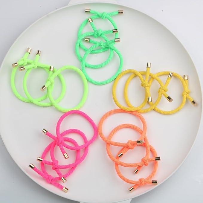 15PCS Elastic Hair Tie Elastics Knotted Hair Ties Ponytail Holders for Women Girls Stretchy Elastic Hair Rubber Bands for Thin Thick Wavy Curly Straight Long Hair (Mixed Colors)