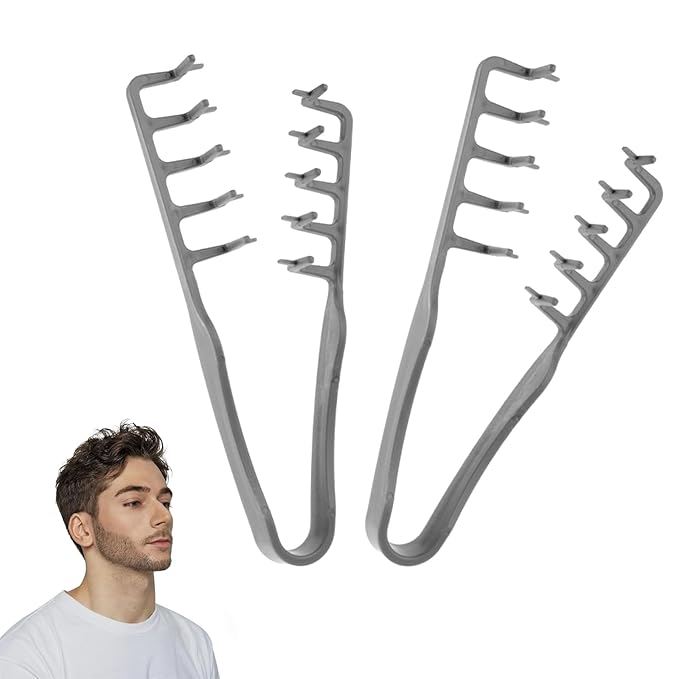 Volumizing Texture Comb, Wide-Tooth Hair Styling Comb for Men & Women, Fluffy Curly Texture Roots Volume Combs, Bangs Seam Grooming Styling Tool, Grey & Grey (2pcs)