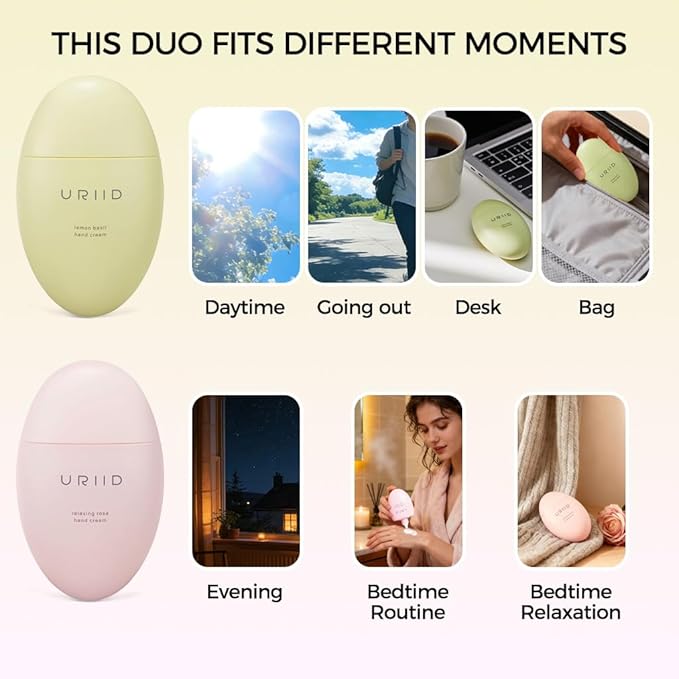 2-in-1 Hand Cream Set – Lemon Basil & Relaxing Rose, Nourishing & Moisturizing, 1.76 oz Each, Winter Gifting Bundle