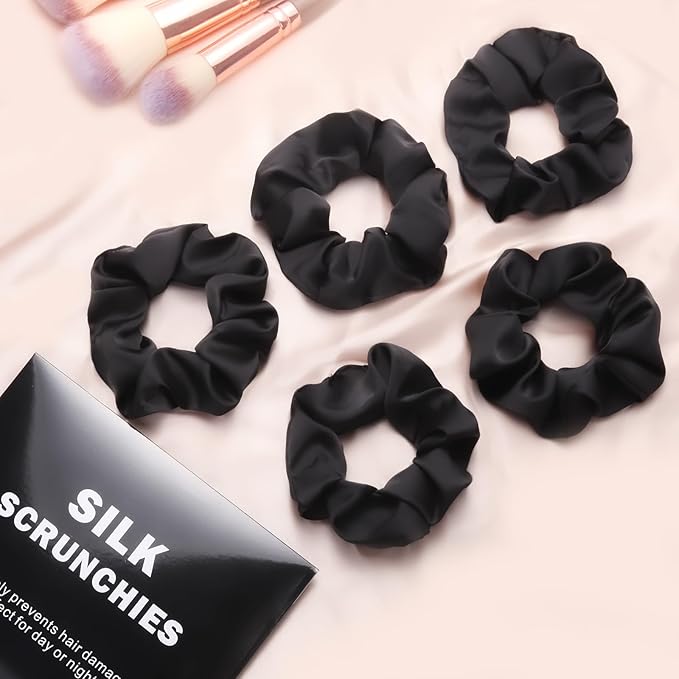 5Pcs Mulberry Silk Hair Ties,Silk Hair Scrunchies for Frizz & Breakage Prevention,No Damage,Elastic Ponytail Holders, Funny Gifts for Girlfriend Her Mon Grandma Daughter