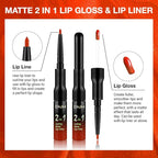 evpct 1Pcs Orange Red Matte Lip Liner & Liquid Lipstick Stain Makeup Set for Women, Orange Red Lip Liner Stain Long Lasting Waterproof Smudge Proof, Cruelty Free Lip Stick Makeup 24 hours originale 54