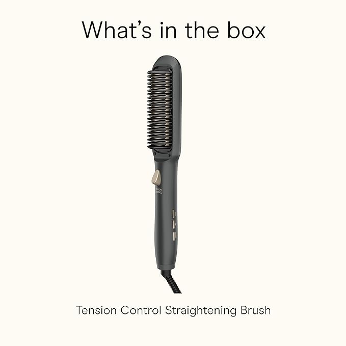 Infiniti PRO CONAIR Tension Control Straightening Brush, Heated Hair Brush with Tension Control Holds Hair in Place, Ionic Technology Adds Shine and Reduces Frizz, Gray