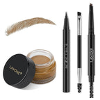LAVONE Eyebrow Stamp Pencil Kit for Eyebrows Makeup, with Waterproof Eyebrow Pencil, Eyeliner, Eyebrow Pomade, and Dual-ended Eyebrow Brush - Gold Brown