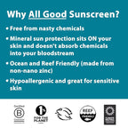 All Good Tinted Mineral Sport Sunscreen Lotion for Face & Body - UVA/UVB Broad Spectrum, SPF 30, Coral Reef Friendly, Water Resistant, Coconut Oil, Jojoba Oil, Shea Butter, Aloe (3 oz)(3-Pack)