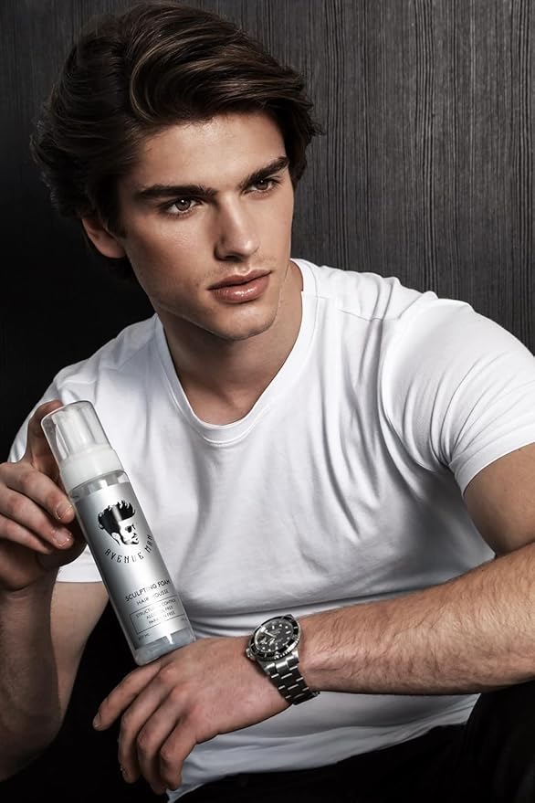 Avenue Man Unscented Sculpting Foam - Frizz Control & Firm Hold Hair Mousse for Men - Styling Hair Products - Mens Mousse for Hair Styling with No Crunch, Clean Texture & Long-Lasting Lift - 7 oz
