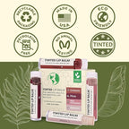 Earth's Daughter Tinted Lip Balm 4 Pack Stocking Stuffers of Assorted Colors - Beeswax, Coconut Oil, Cocoa Butter, Vitamin E - Moisturize and Beautify - Paraben Free