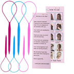 9pcs Topsy Hair Tail Tools & rat tail combs set, 6pcs Ponytail Pull Through Tool 3pcs Long Steel Pin Combs, Turvy Loop Styling Tool for Woman & Girl Hair Styling (Pink,Purple, Blue) Linmxiy