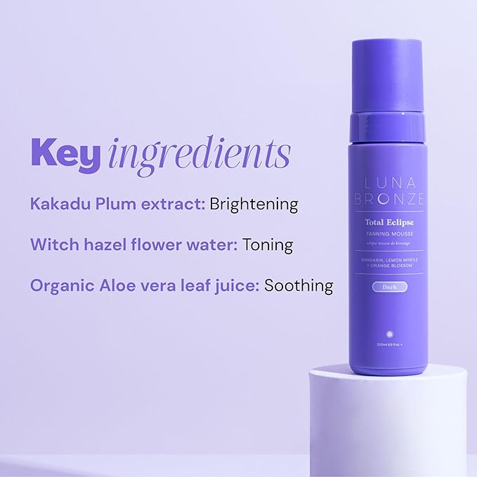 Luna Bronze Total Eclipse Express Self Tan Mousse | Instant, Dark & Natural Looking Self-Tanner Foam | Lightweight Formula Enriched with Organic Aloe Vera & Natural DHA | Fake Tan (200ml/6.7 fl. oz)