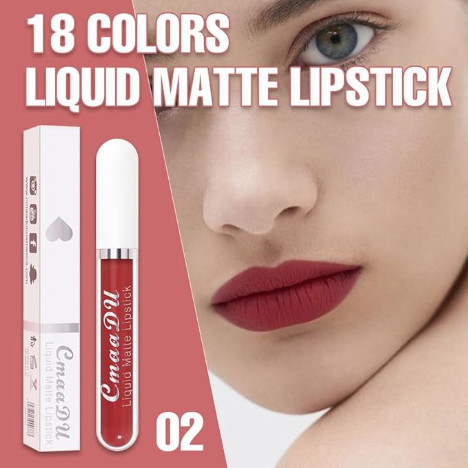 evpct 1Pcs Mauve Plum Red Liquid Matte Lipstick Lipgloss Set for Women, labiales mate 24 horas originales matte larga duracion 24 Hour Lipstick Lip Stains Long Lasting Waterproof 24, 02#