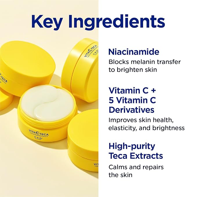 CKD Triple Blemish Under Eye Gel Patch 60 Counts - Hydrogel Spot Treatment, Gentle Formula for Blemish Improvement, Even Tone and Minimize Puffiness with 99% Pure Vitamin C and Teca.