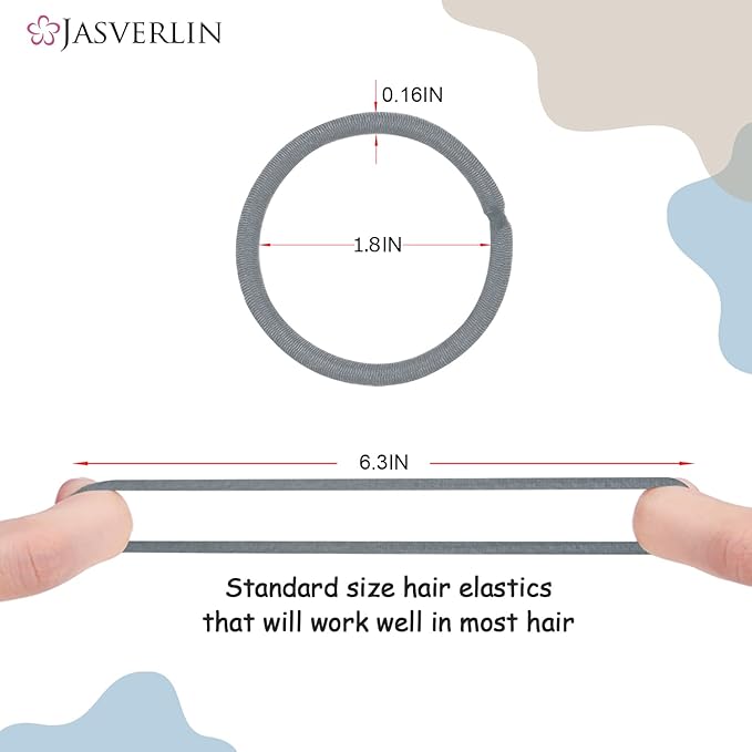 Gray Hair Elastics Ties, No Metal Ponytail Holders for Women Girls Men Guys Thick Curly Hair Styling Accessories No Pull Damage Crease Breakage 50pcs (Gray)