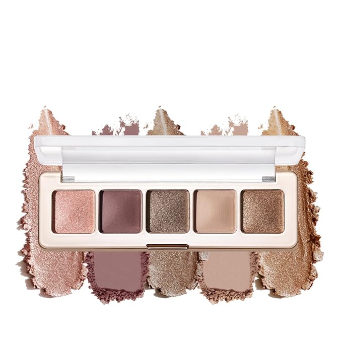 5-Color Eyeshadow Palette, Matte & Shimmer Neutral Browns, Low Saturation High Pigment, Blendable Buildable Waterproof, Smooth Skin-Friendly, 4#