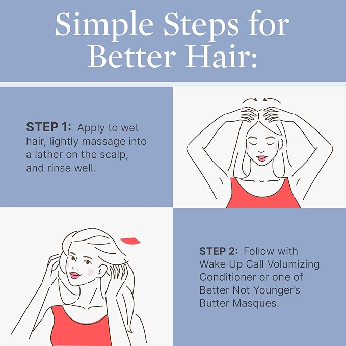 Better Not Younger Wake Up Call Volumizing Biotin Shampoo 8.4 fl oz – Designed for Women Over 40 with Thinning Hair - Volumizes, Lifts & Nourishes - Sulfate Free, Color - Safe Shampoo for Fine Hair.