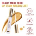 2025 New 24K Gold Liquid Lip Gloss Peel Off Lip Stain Tattoo with Tweezer, Brownish Red Lips Stain Peel Off Masque, Long Lasting Waterproof Lip Tint Stain,Transfer-proof for All Skin Types 02#