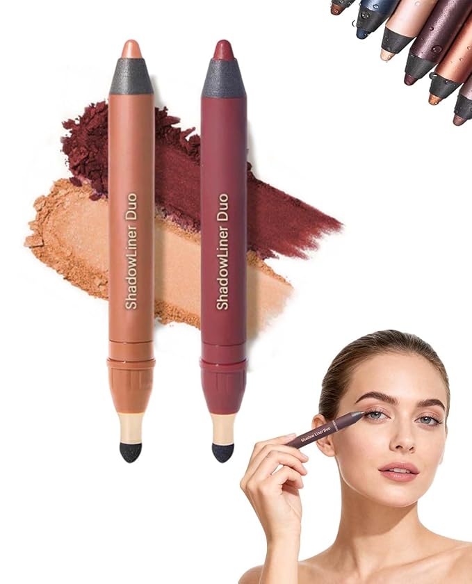 Eyeshadow Stick,2-in-1 Eyeliner & Eye Shadow Stick, Easily Blendable & Buildable, Waterproof, Creamy Easy-Glide, For Effortless Smoky Or Natural Eye Makeup(03+04)