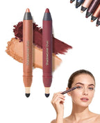 Eyeshadow Stick,2-in-1 Eyeliner & Eye Shadow Stick, Easily Blendable & Buildable, Waterproof, Creamy Easy-Glide, For Effortless Smoky Or Natural Eye Makeup(03+04)