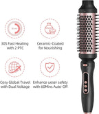 Thermal Brush, 1.7 Inch Heated Round Brush for Women, Dual Voltage Negative Ion Hot Brushes Styler for Blowout Look, Curling & Volumizing & Straightener for Dry Hair