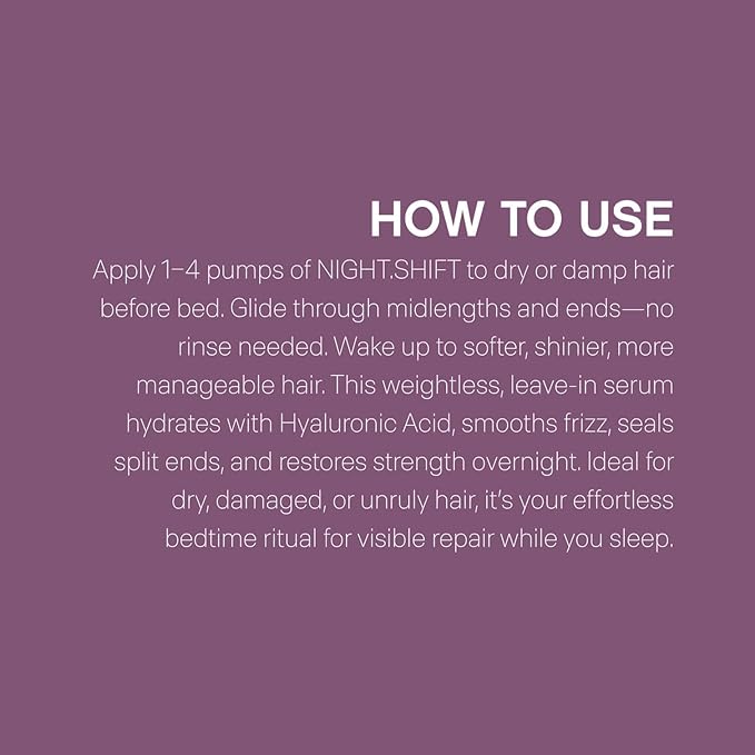 KEVIN.MURPHY NIGHT.SHIFT - Lightweight Overnight Hair Serum - Supports Hydration & Softness - Hair Treatment Includes Hyaluronic Acid & Australian Kakadu Plum - 100 mL / 3.4 fl oz