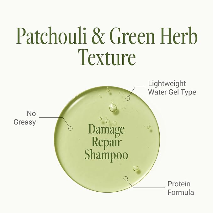 ANILLO Patchouli Garden Damage Repair Shampoo - Korean Hair Care Nourishing Shampoo for Men & Women w/Patchouli Leaf Water, Protein Complex & Green Herb Complex - Vegan Scalp Cleanser (15.22 fl.oz)