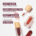 Laka Fruity Glam Lip Tint Mini, 1.9g/0.07oz, Glowing Lip Stain with Wide Color Spectrum, Hydrating & Lightweight Texture, Long-Lasting Bold Stain, Non-Sticky, Vegan, K-Beauty (#135 Hippie)