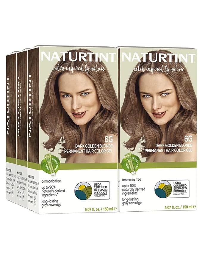 Naturtint 6G Dark Golden Blonde Permanent Hair Color (Pack of 6), Ammonia Free, Vegan, Cruelty Free, up to 100% Gray Coverage, Long Lasting Results (Packaging may vary)