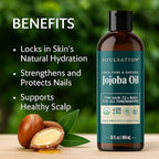 Organic Jojoba Oil for Skin, Hair & Face (8oz) | 100% Pure, Natural Cold Pressed - Hydrating Carrier Oil Hexane Free